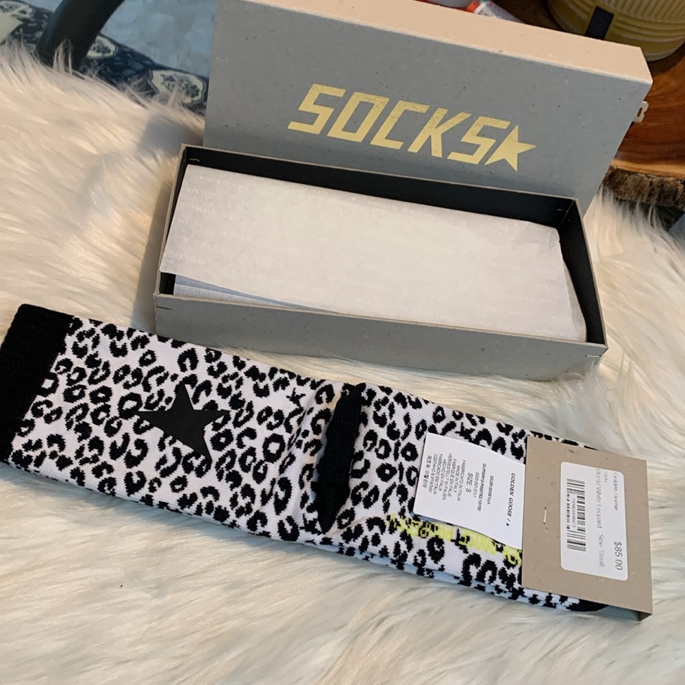 Golden Goose Leopard print Socks black/white S - Picture 3 of 12